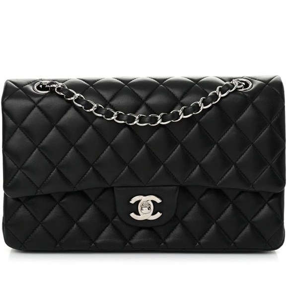 Authentic CHANEL Classic Double Flap Bag Jumbo Black Lamb Leather Silver Box - Picture 1 of 16
